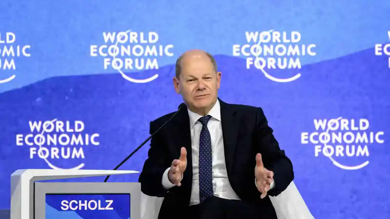 德国总理朔尔茨Olaf Scholz 2022年5月26日于瑞士达沃斯世界经济论坛