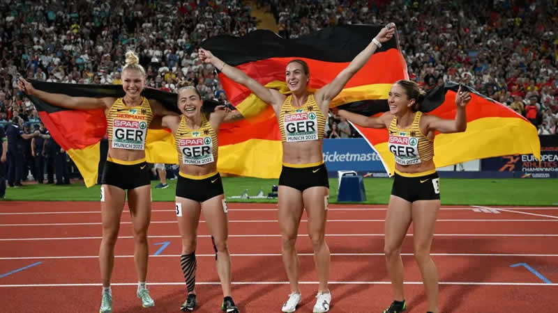 女子4X100米决赛德国夺冠