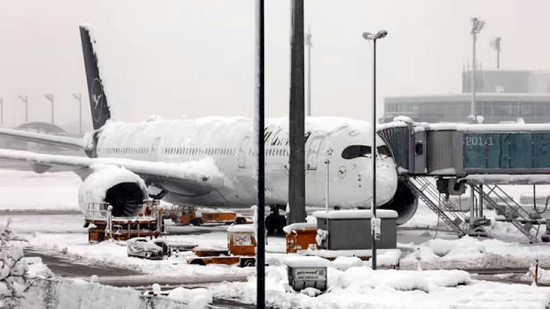 德国南部遭遇暴雪袭击，慕尼黑航班和火车服务中断